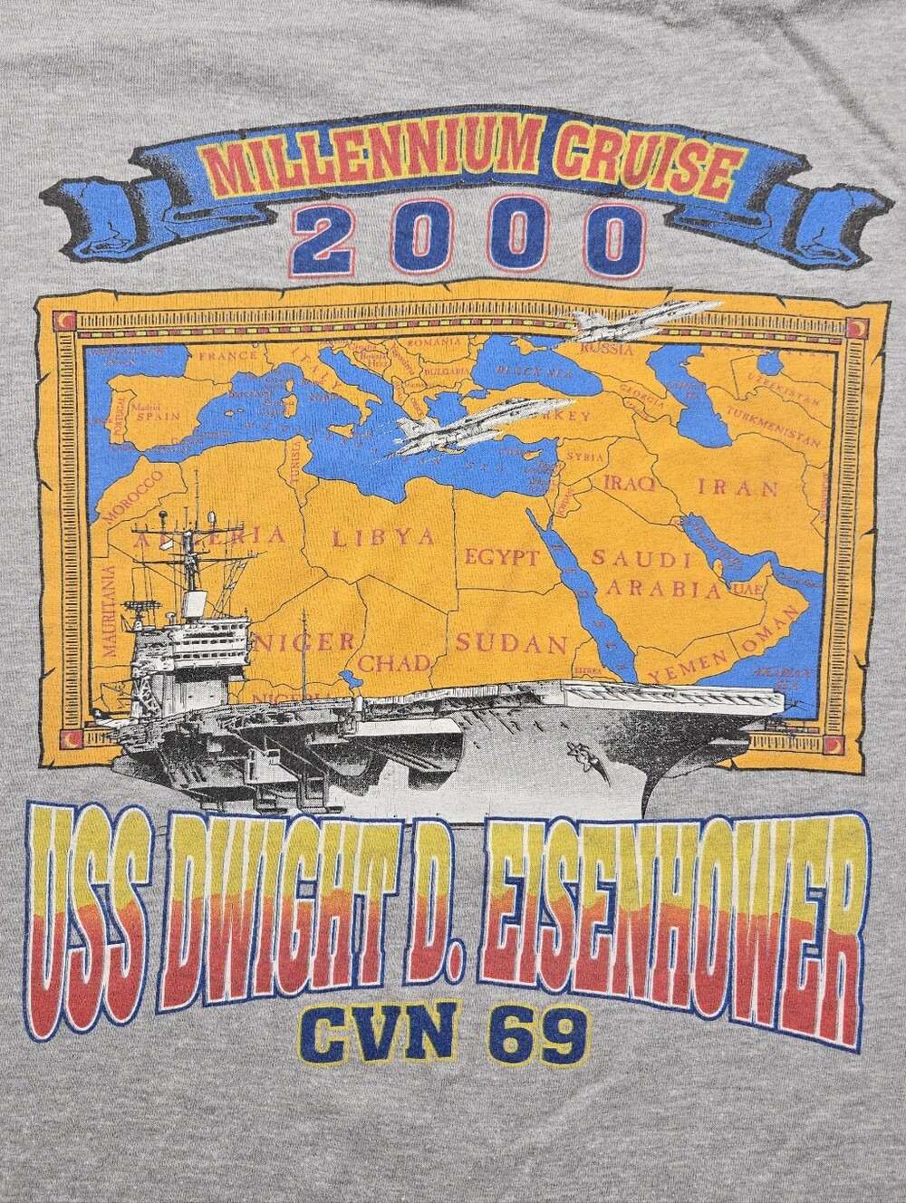 Vintage Hanes Beefy-T USS Dwight D Eisenhower CVN 69 T-Shirt L Millennium 2000 - Picture 4 of 7